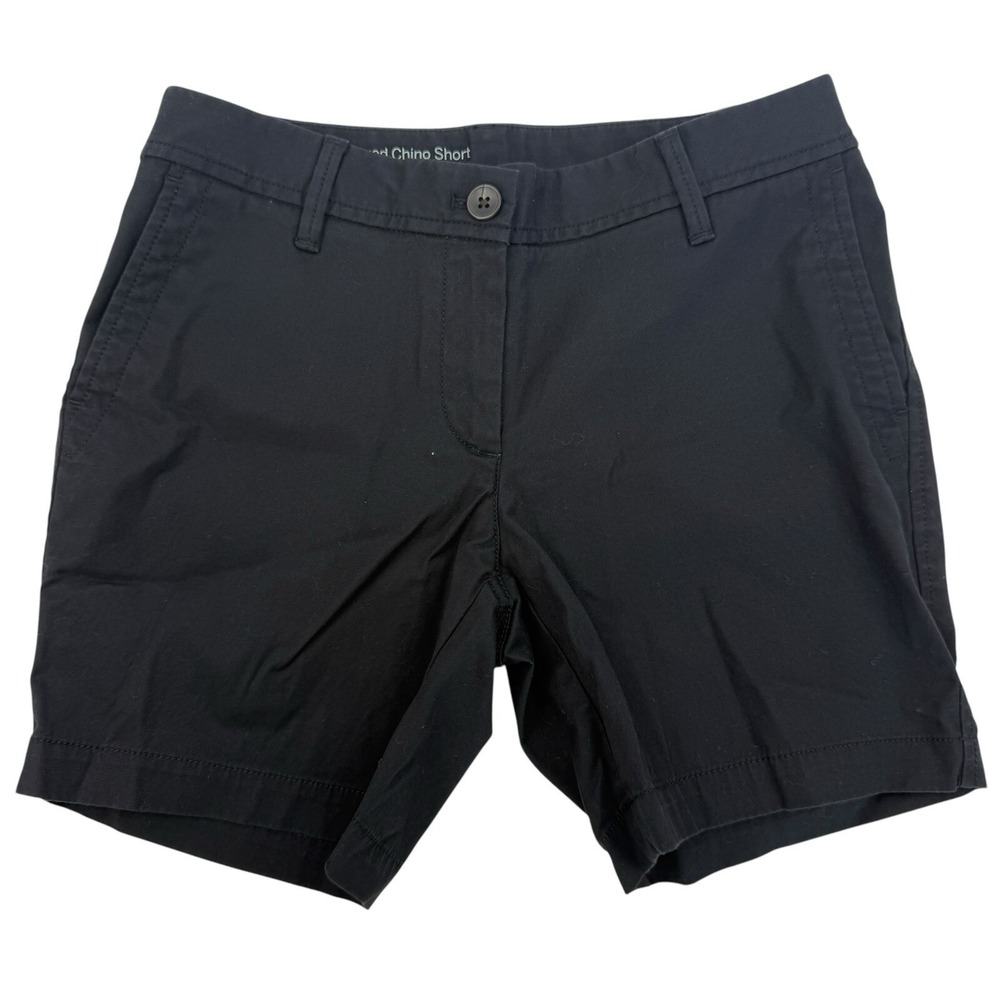 Talbots Black Flat Front Chino Shorts Cotton Spandex Size 0P 0 Petite Stretch